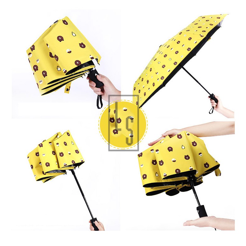 Ô Dù Gấu Brown Hàn Quốc 3 màu - Ô Gấu Brown Dễ Thương