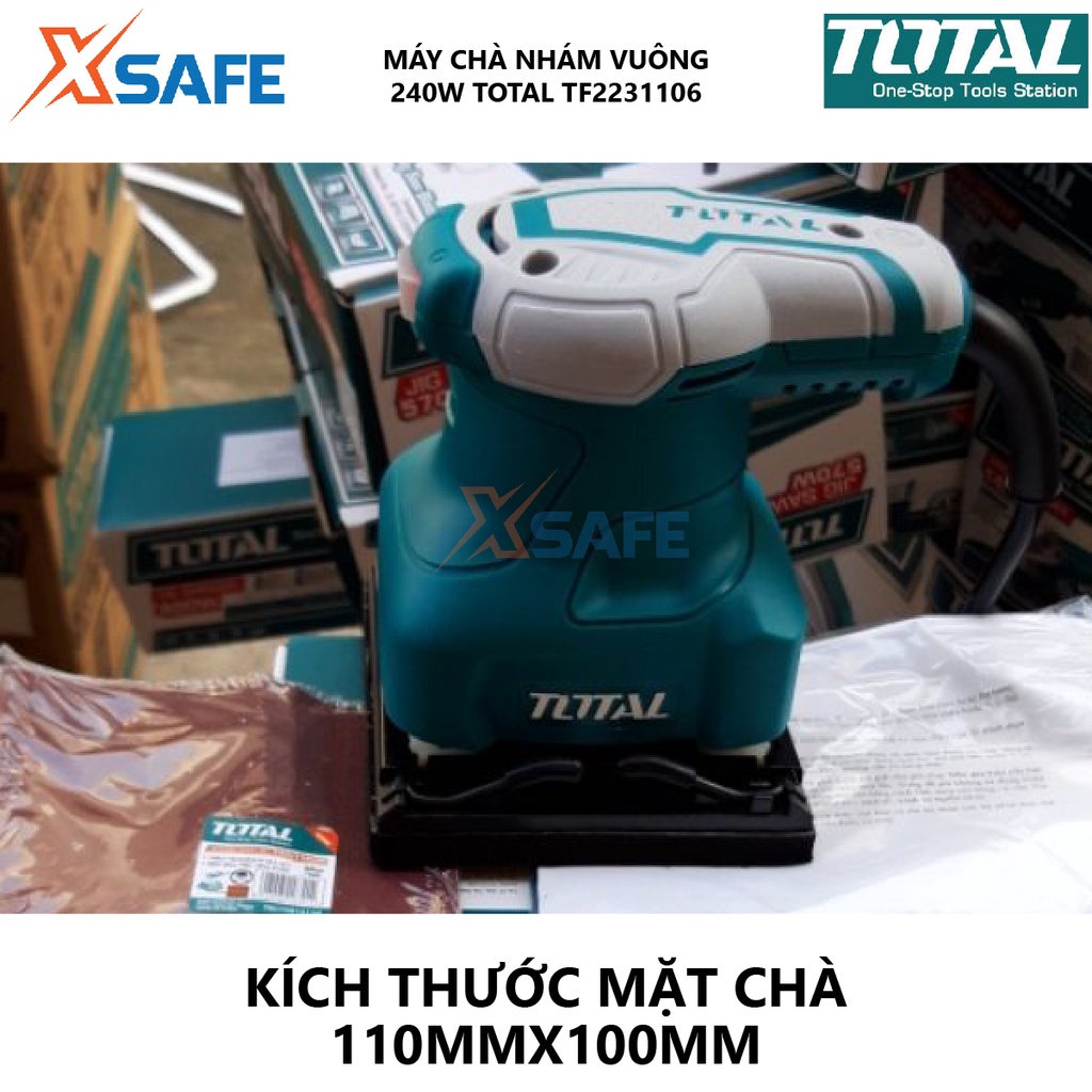 Máy chà nhám vuông TOTAL TF2231106 Máy đánh bóng 220V-240V/50-60Hz, Công suất 240W làm mịn, nhẵn bóng gỗ, kim loại