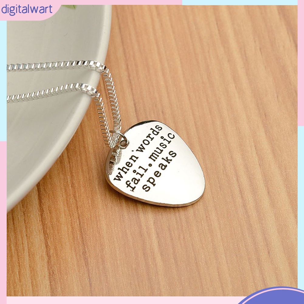 Dây Chuyền Mặt Tròn Khắc Chữ When Words Fail Music Speak Dễ Thương