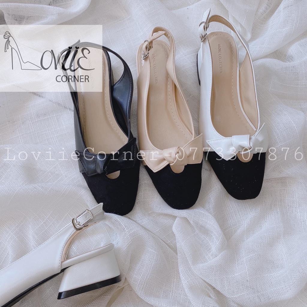 SỤC NỮ LOVIIE CORNER - GIÀY BÍT MŨI NƠ QUAI KHÓA - GIÀY SỤC NƠ HỞ HẬU ĐẾ VUÔNG 3CM G220103