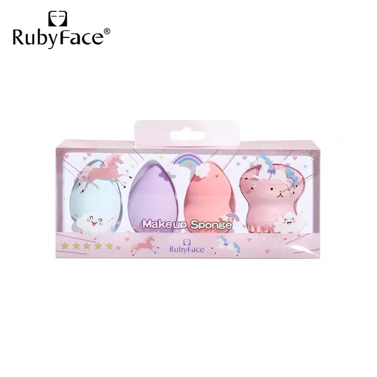 Set 3 Mút Trang Điểm Và 1 Rửa Mặt Bạch Tuộc Ruby Face