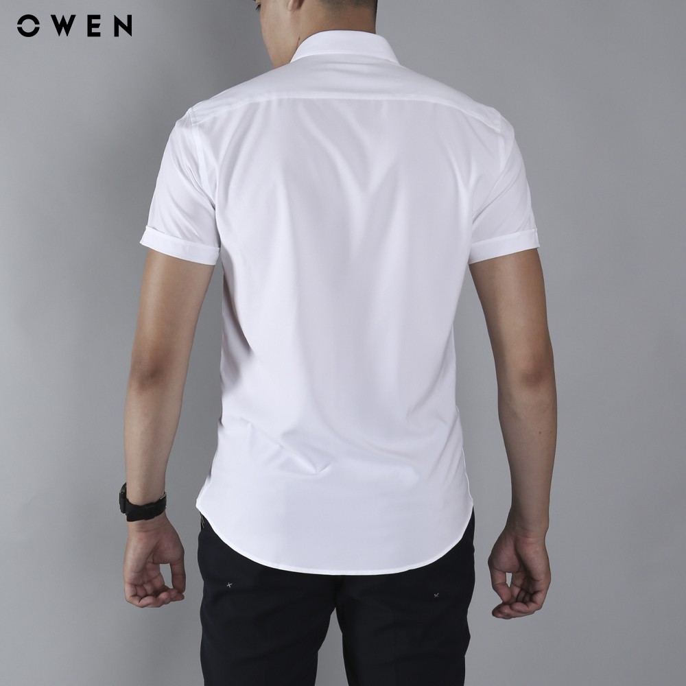 Áo Sơ Mi Trắng Nam Tay Ngắn Owen AR90779N1 Chất Lliệu Nano Kiểu Dáng Regular Fit Có Túi Ngực | BigBuy360 - bigbuy360.vn
