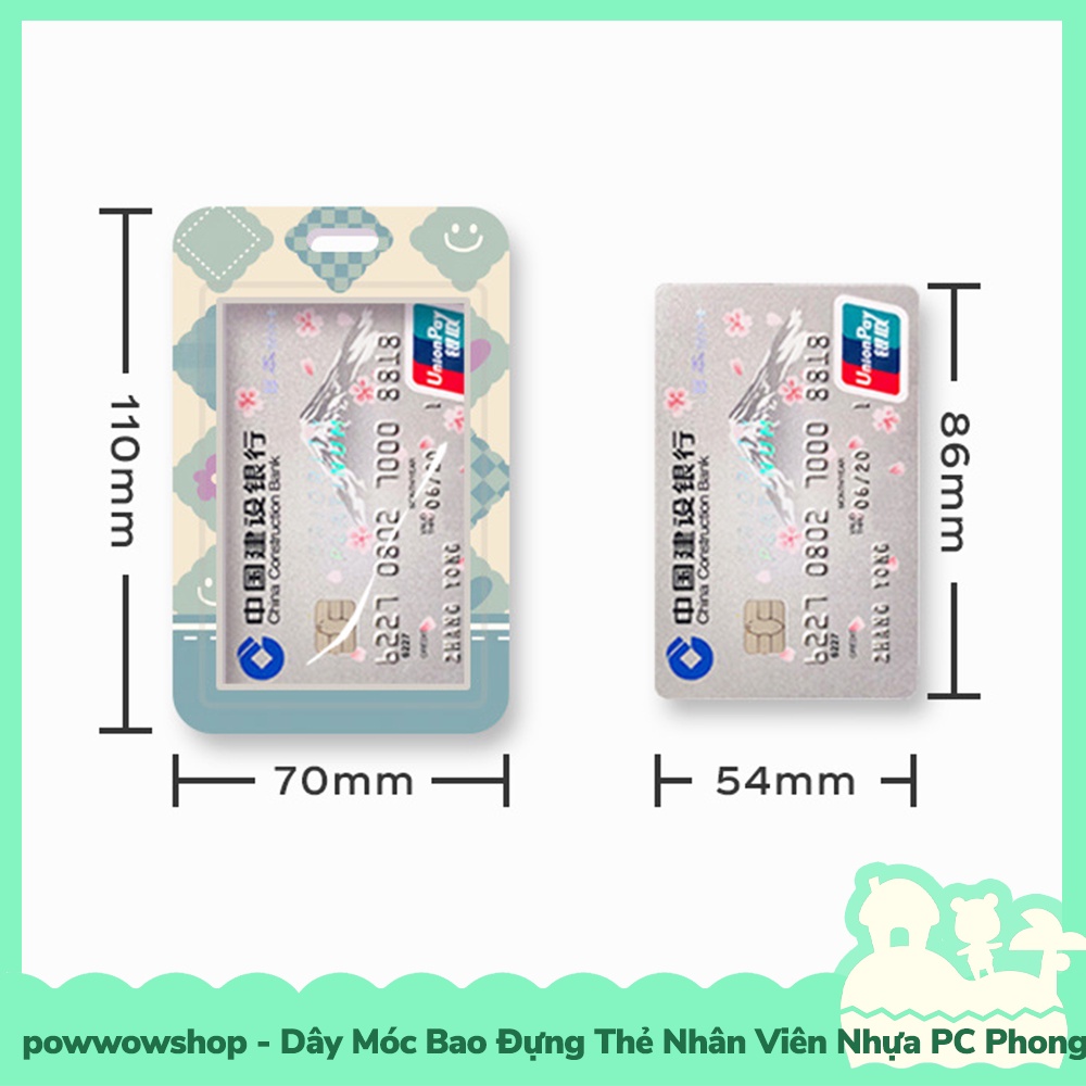 Dây Móc Bao Đựng Thẻ Nhân Viên Nhựa PC Mẫu Pattel Vintage Pattern Flowers & Puzzle