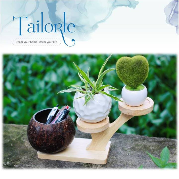 【TAILORLE】Kệ gỗ đựng chậu hoa, sen đá mini để bàn, gỗ cao su tự nhiên, quà tặng bạn bè, người thân đối tác trang trí góc