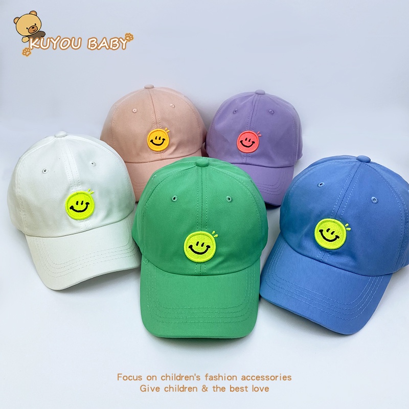 Mũ Lưỡi Trai Thêu Hình Mặt Cười Dễ Thương Cho Bé