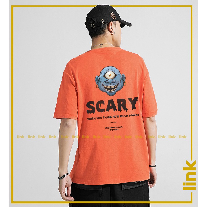 Áo tay lỡ unisex SCARY độc lạ kiểu dáng mới ( Đen, Trắng, Vàng, Đỏ Cam )