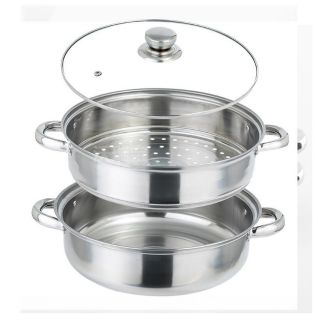 Nồi hấp, nồi lẩu inox hai trong một loại 28cm có thể dùng được bếp từ.
