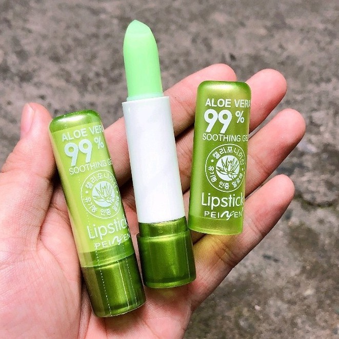 Ảnh thật  Son Dưỡng Môi Nha Đam Aloe Vera 99% Smoothing Lipbalm Peiyen siêu mịn chính hãng nội địa