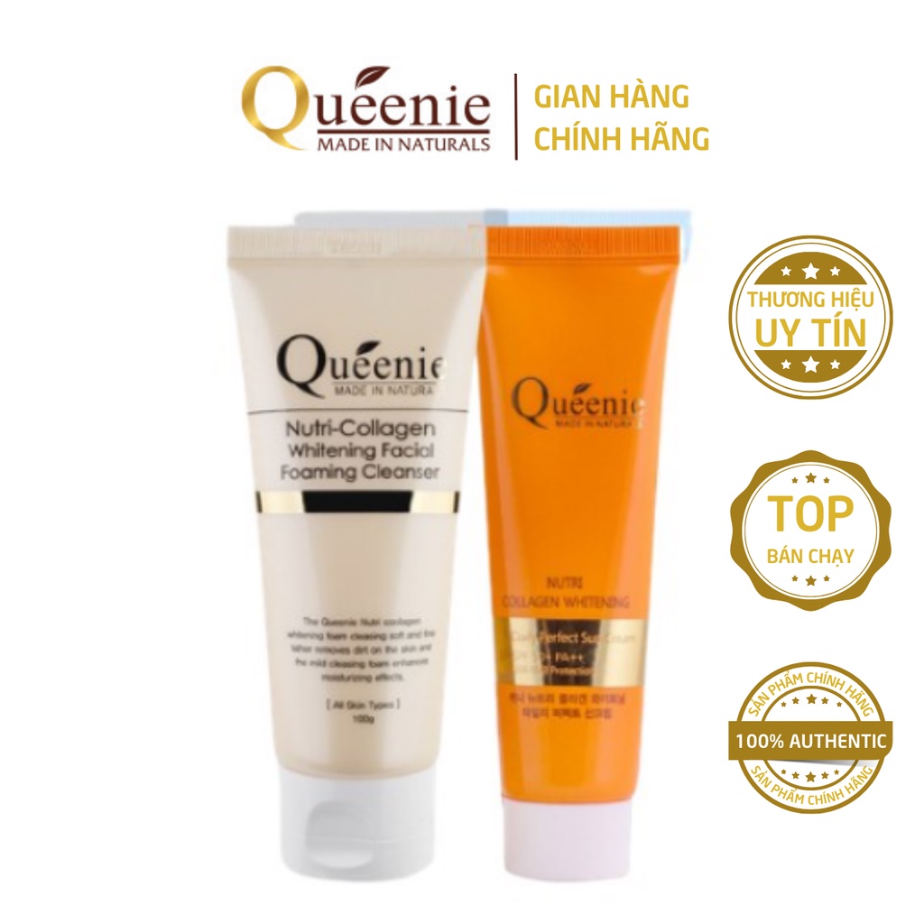 Bộ Mỹ Phẩm Dưỡng Da Queenie Làm Sạch Sâu Và Bảo Vệ Da Hàn Quốc Chính Hãng 2 Sản Phẩm