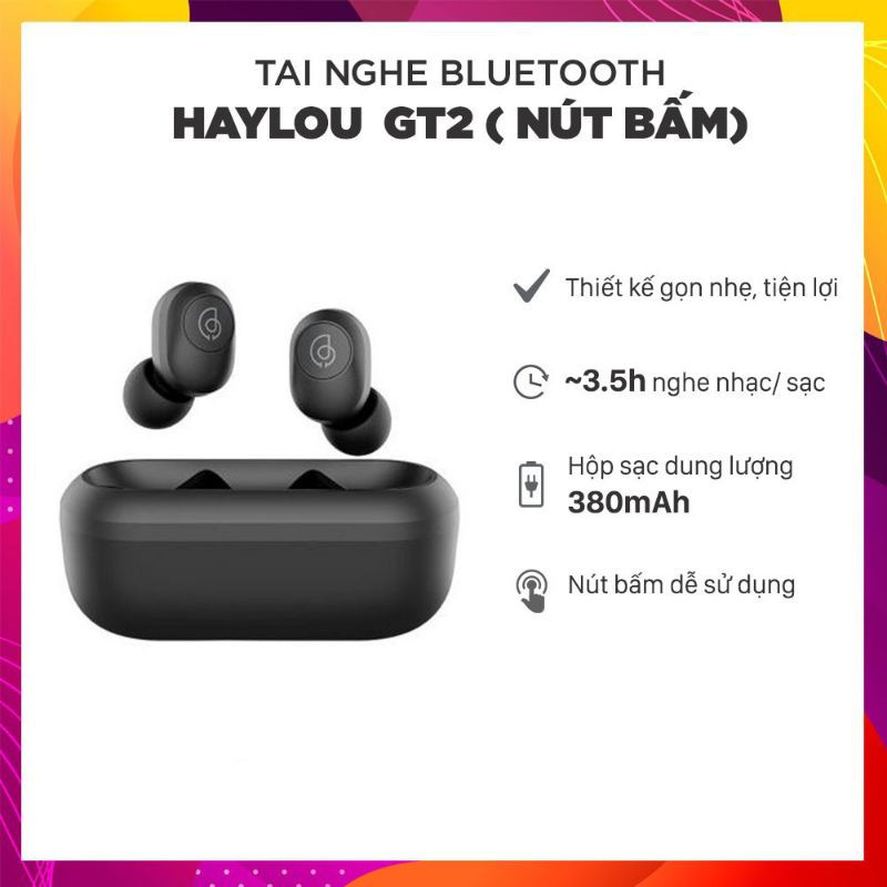 Tai nghe true wireless Haylou GT2 - New 2019 - Bluetooth 5.0 - Tai nghe không dây kết nối tương thích Android IOS