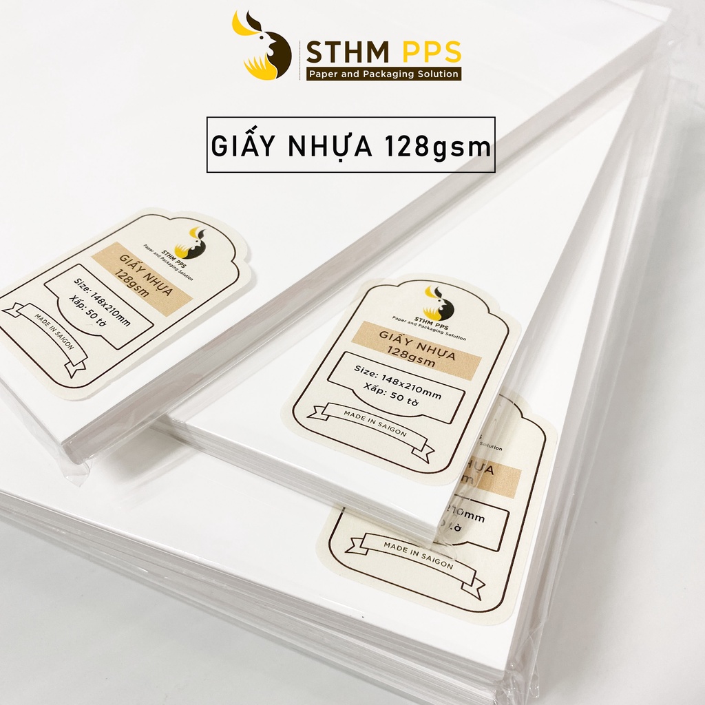 50 tờ giấy nhựa 128gsm - Giấy dai xé không rách - Dùng làm túi - STHM PPS