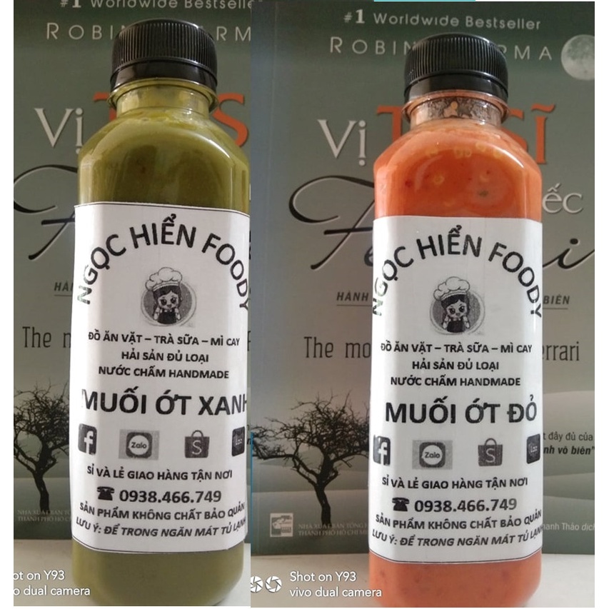 Combo 2 chai muối ớt xanh, muối ớt đỏ, hàng nhà làm sạch sẽ ko chất bảo quản, NGỌC HIỂN FOODY