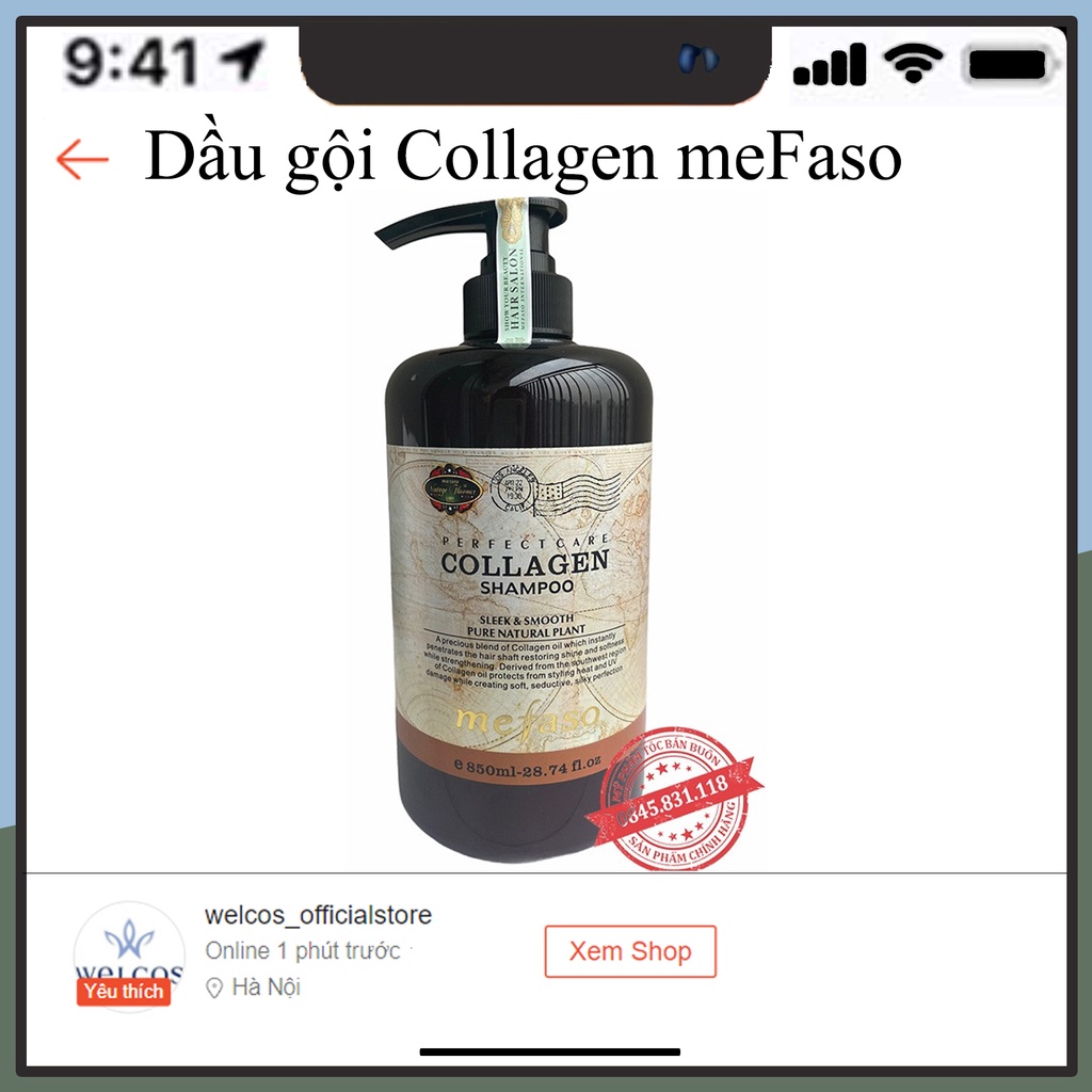 Dầu gội colagen mefaso phục hồi tóc hư tổn 850ml CT02