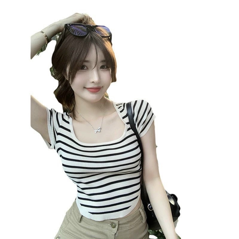 Áo thun vạc bầu cổ vuông vải sọc GB alohashop91