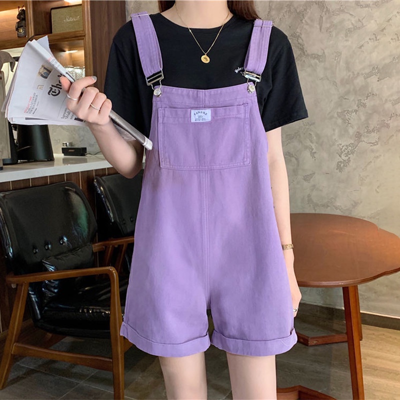Quần yếm denim ống rộng thời trang cổ điển cá tính cho nữ