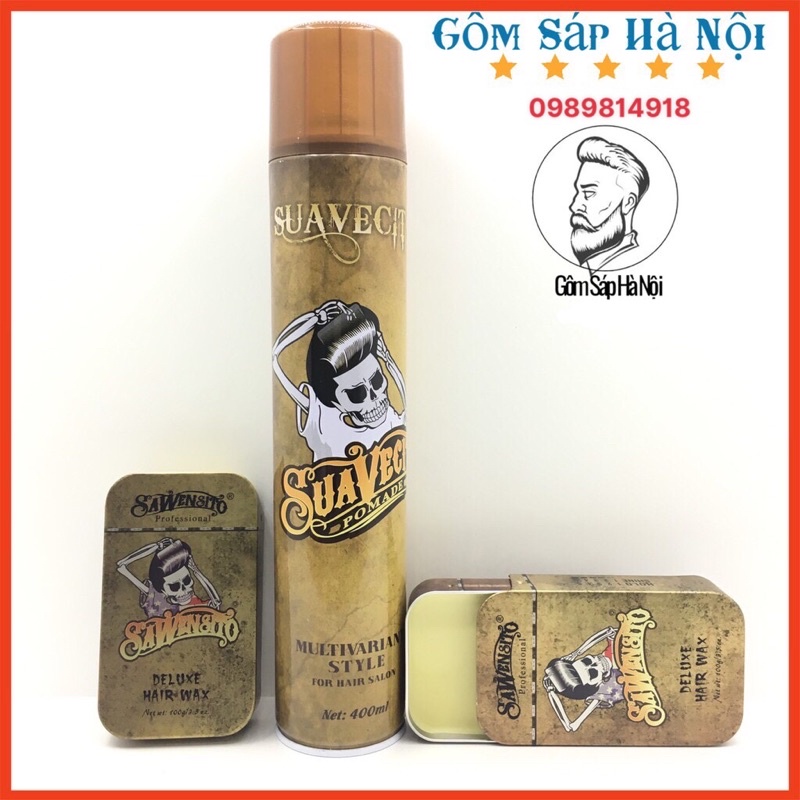 GôM XỊT TÓC GIỮ NẾP TÓC CỨNG SUAVECITO + Sáp Vuốt Tóc SAWENSITO DElUXE HAIR WAX 100ml