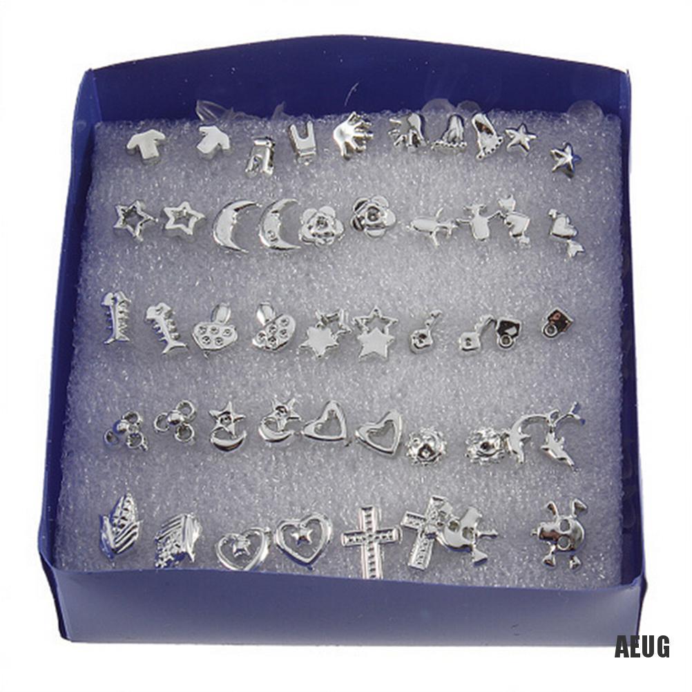 Bộ 24 đôi bông tai nhựa mạ bạc phong cách thời trang