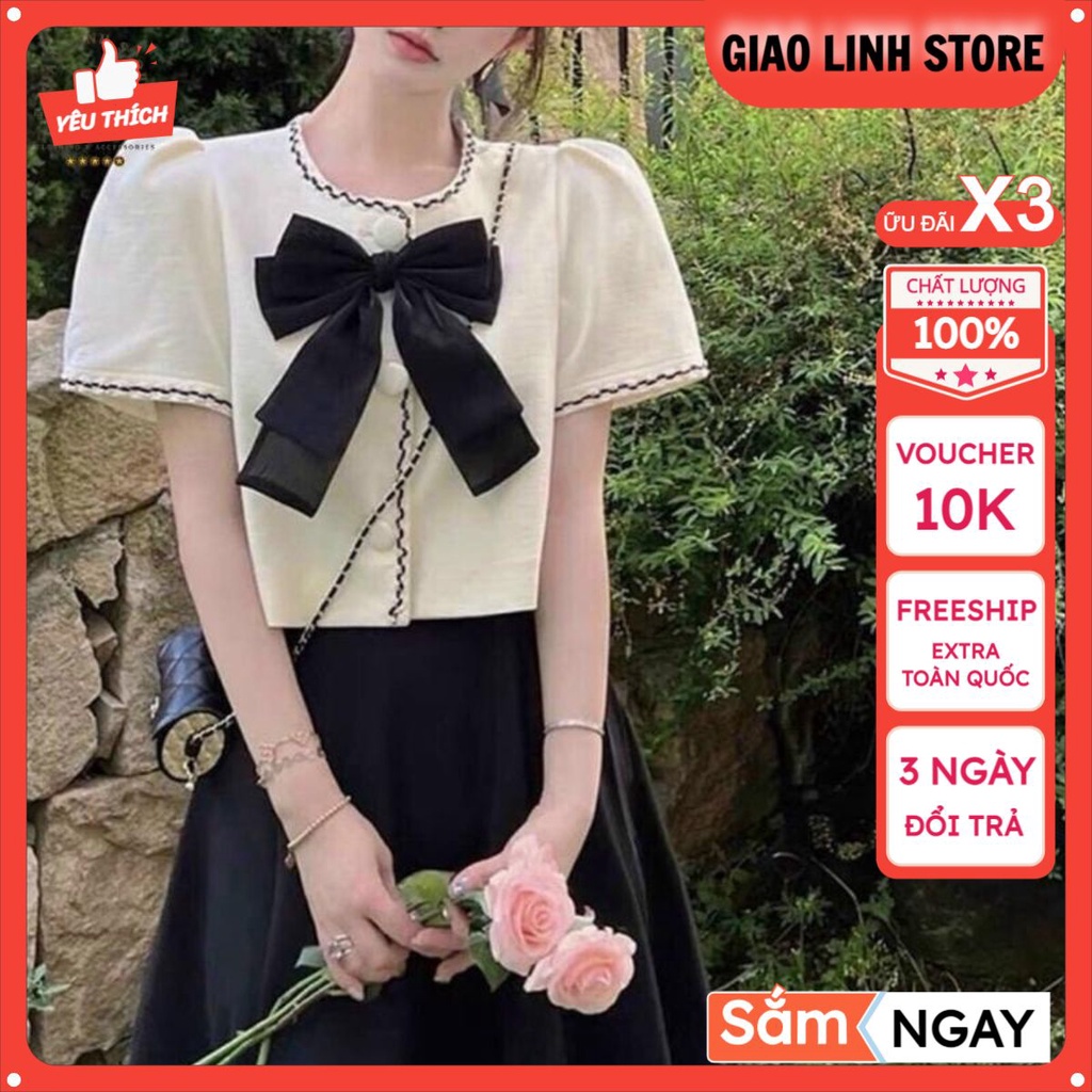 Set chân váy dài qua gối đen suông dáng dài bo chun mix áo trắng croptop tay ngắn cổ tròn có nơ đen
