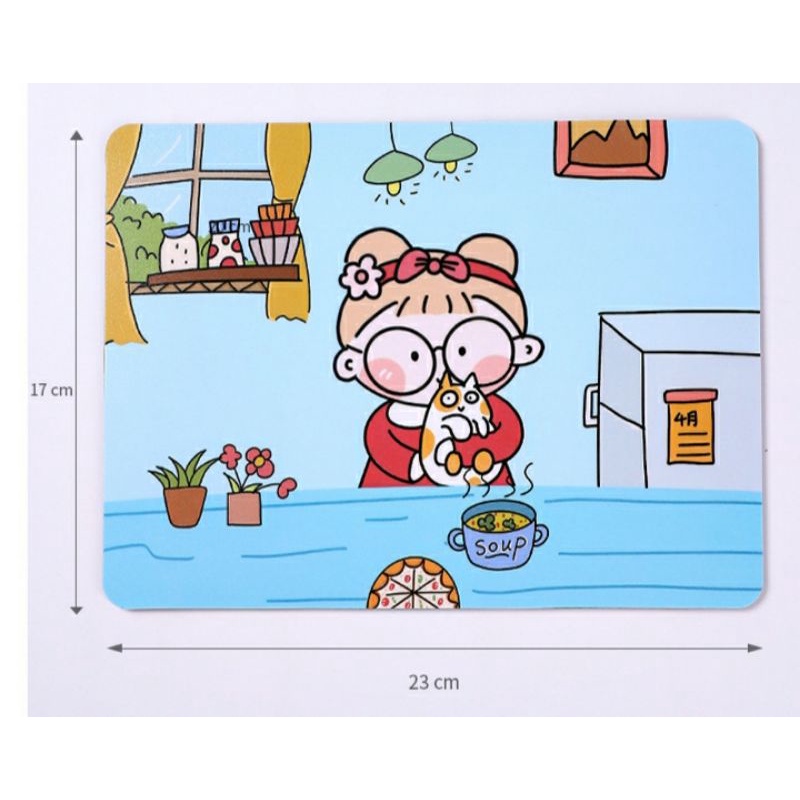 Tấm lót chuột cao su chống trượt in hình phi hành gia cute/ Bàn di chuột máy tính hoạt hình dành cho học sinh, sinh viên