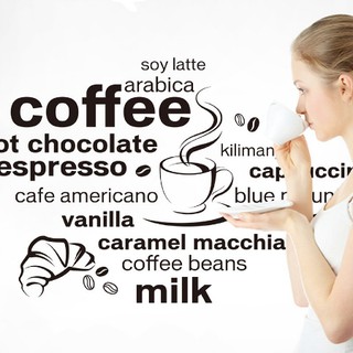 Decal dán tường  trang trí chữ cafe