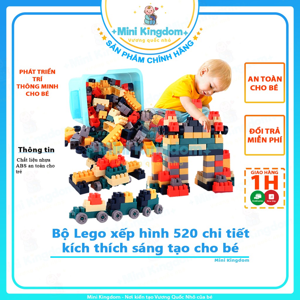 Bộ Xếp Hình 520 Chi Tiết, Bộ Lego Xếp Hình, Kích Thích Sáng Tạo, Rèn Luyện Tập Trung, Có Giấy Hướng Dẫn - MINI Kingdom