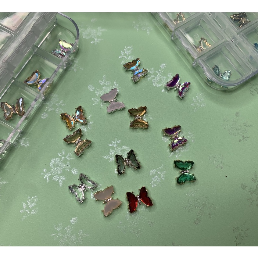 Set 12 Charm Bướm Đẹp Lung Linh 12 Màu Khác Nhau Ngẫu Nhiên