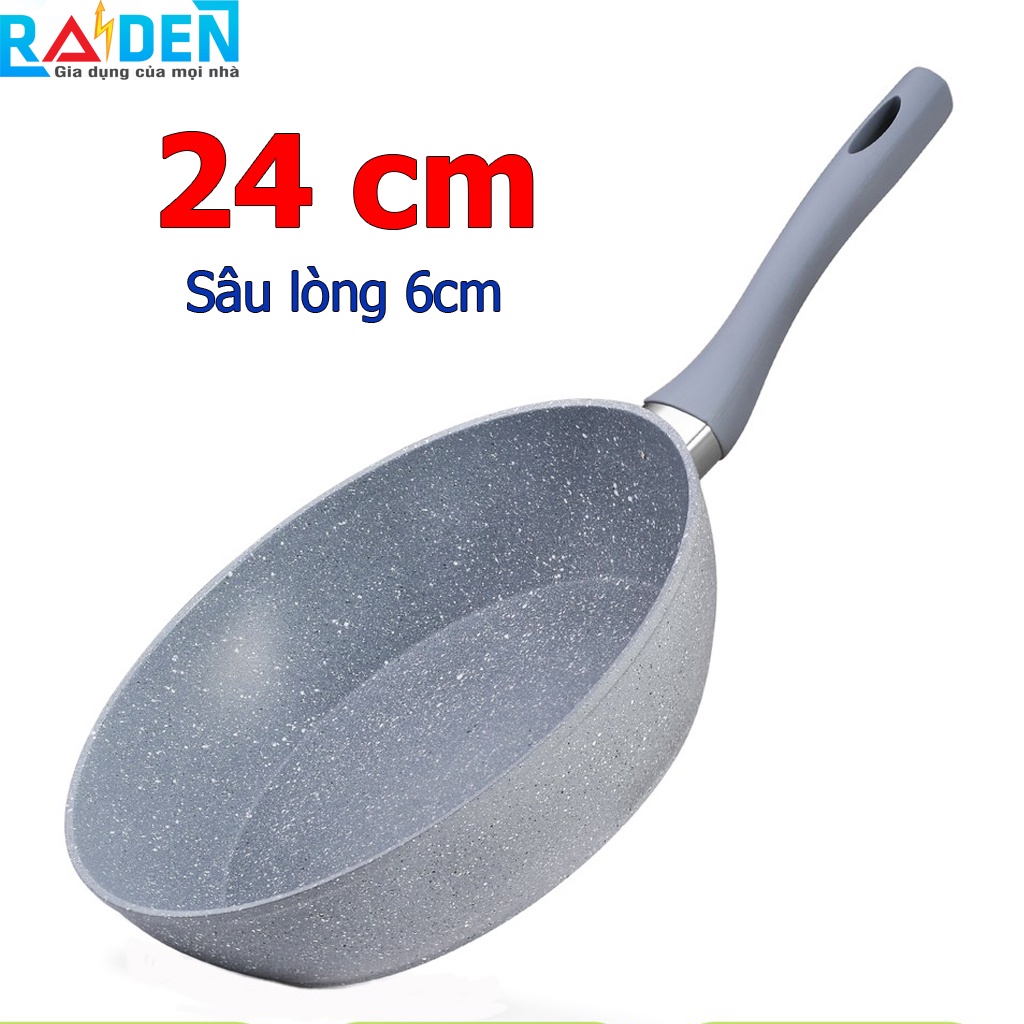 Chảo chống dính vân đá sâu lòng Greencook GCP02-24 size 24cm dùng được trên bếp gas, bếp hồng ngoại, bếp từ