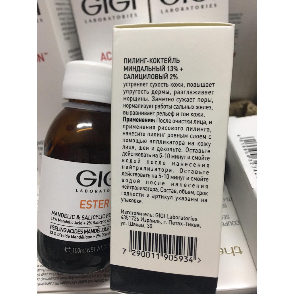Tinh chất làm trắng Gigi Ester C Mandelic 13% &Salicylic 2% Peel da thiên dầu ,vết thâm mụn,nám ,cần làm sáng