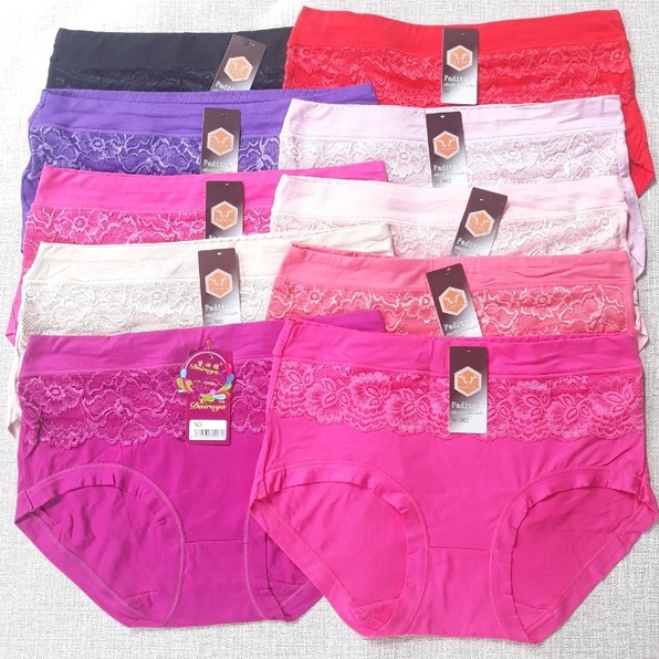 Quần chip lót nữ bigsize cotton thun lạnh chất đẹp có ren   3XL lưng cao from cho người 80kg 70kg 60kg