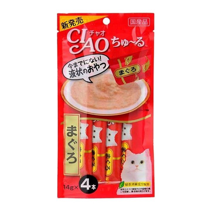 Súp dinh dưỡng, súp thưởng cho mèo Inaba Ciao Churu gói 4 tuýp Vị Cá ngừ SC71