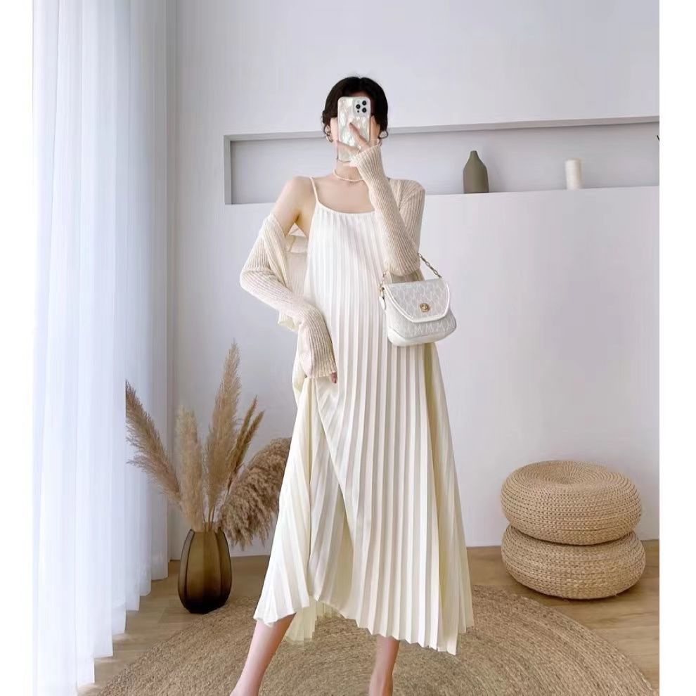 Váy Bầu Xếp Li + Áo Khoác Cardigan Chiffon Chống Nắng Mùa Hè Phong Cách Mới cardigan váy bầu đầm bầu dự tiệc đầm bầu