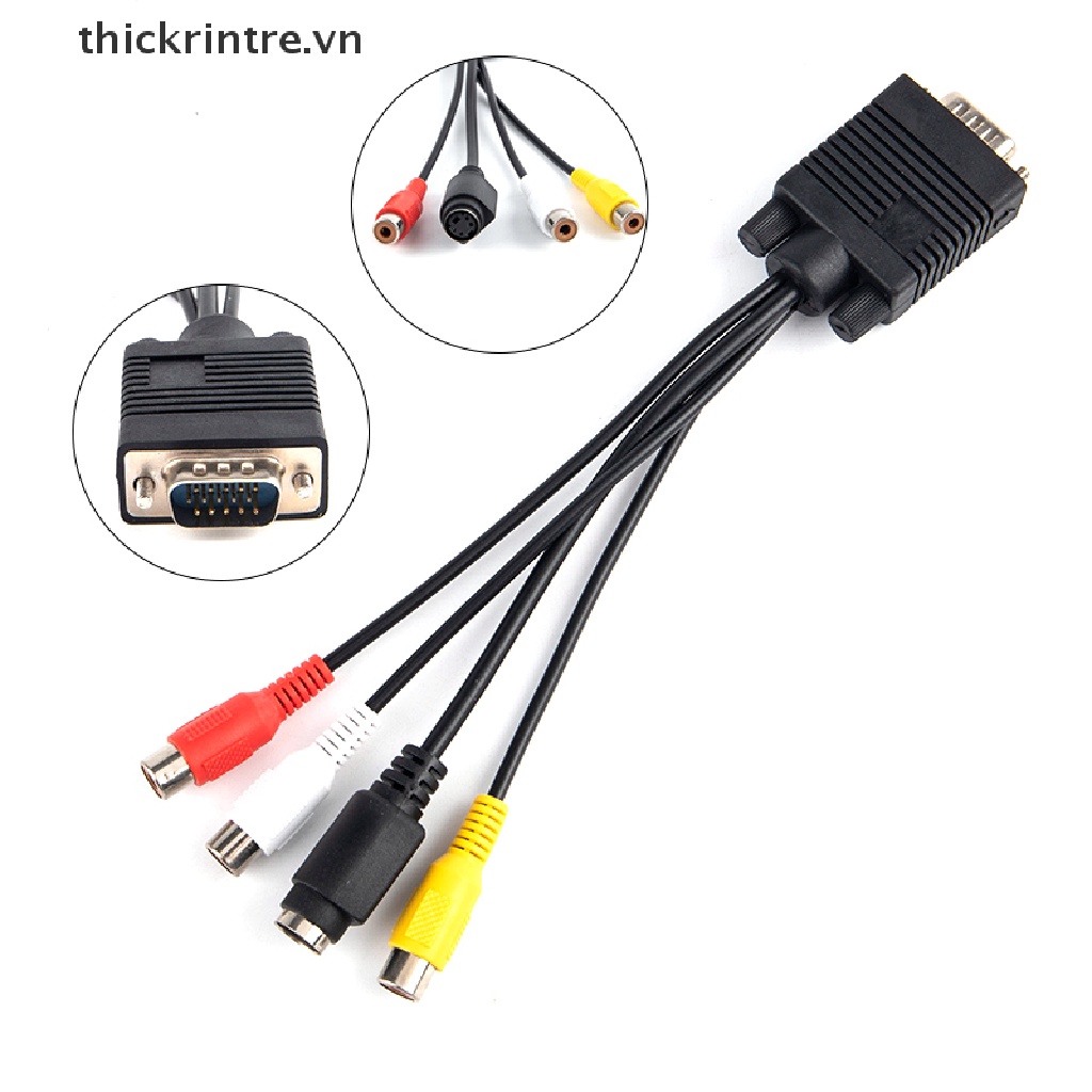Cáp ChuyểN ĐổI 3RCA VGA Sang Video TV Out S-Video AV Sang VGA