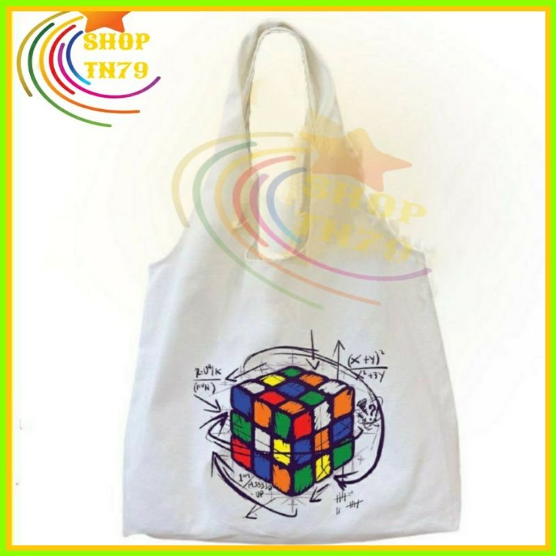 Túi đeo vai thời trang vải canvas mềm loại to đi hoc , đi chơi , đi làm đều rất đẹp - RUBIK, CHỮ