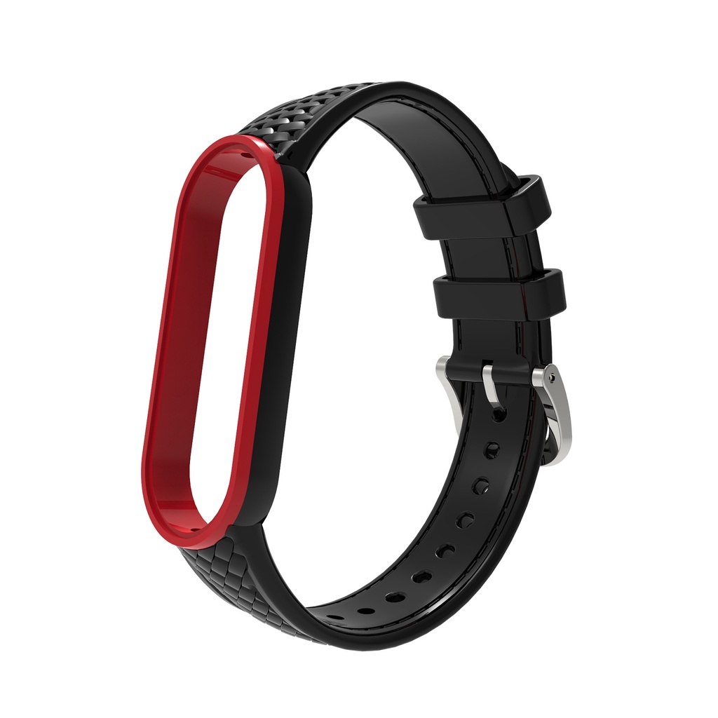 Dây Đeo Silicon Mềm Kết Cấu Sợi Carbon Chống Mồ Hôi Thay Thế Cho Xiaomi Mi Band 5 / 6