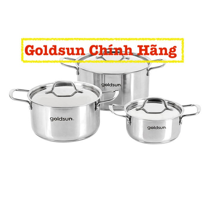 Combo 3 Nồi 3 Đáy Goldsun Inox GD18-3306SG