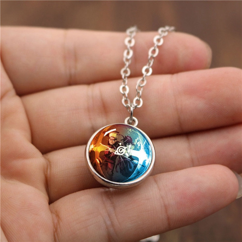 Vòng cổ Mặt Quả Cầu Thủy Tinh Hai Mặt In Hình Naruto Phong Cách Giáng Sinh Cho Nam Và Nữ