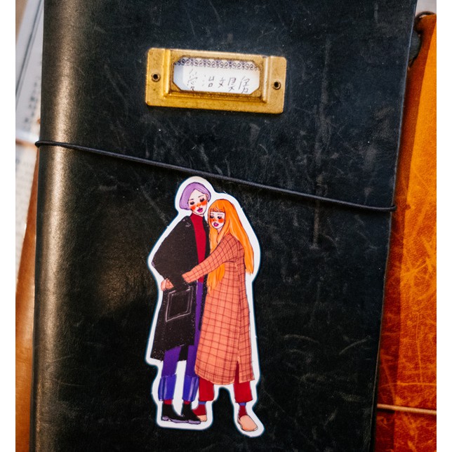 Junarystudio - 25 miếng dán sticker cô gái đôi La Dolce Vita xinh xắn trang trí journal