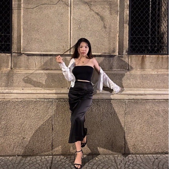 femi.lab chân váy lụa satin đuôi cá 2 lớp (midi silk skirt) | BigBuy360 - bigbuy360.vn