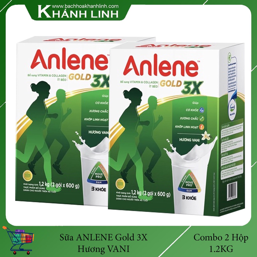 [ COMBO 2 Hộp] Sữa Bột Anlene GOLD Move Pro Hương Vani Hộp giấy 1.2KG cho người &gt; 40 Tuổi