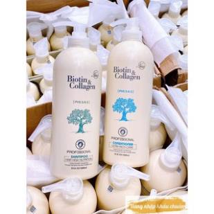 🛑Cặp Dầu Gội Xả Biotin Collagen Trắng  Giảm Rụng Tóc,Phục Hồi Tóc Khô Xơ, Hư Tổn