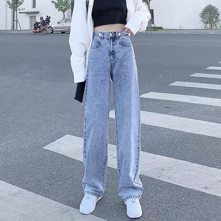 Quần Jeans dài cạp siêu cao. quần jean ống rộng phong cách_j1