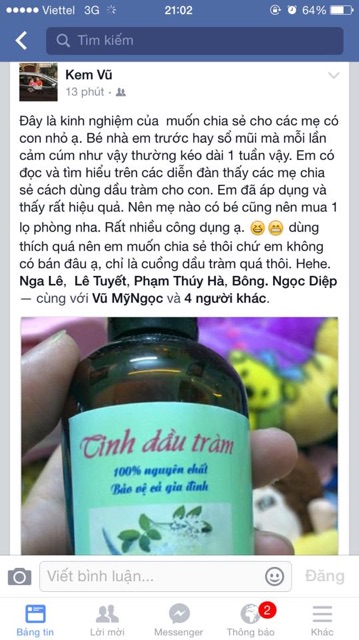 Combo 2 Tinh dầu tràm Huế 100ml Cầu Bình An