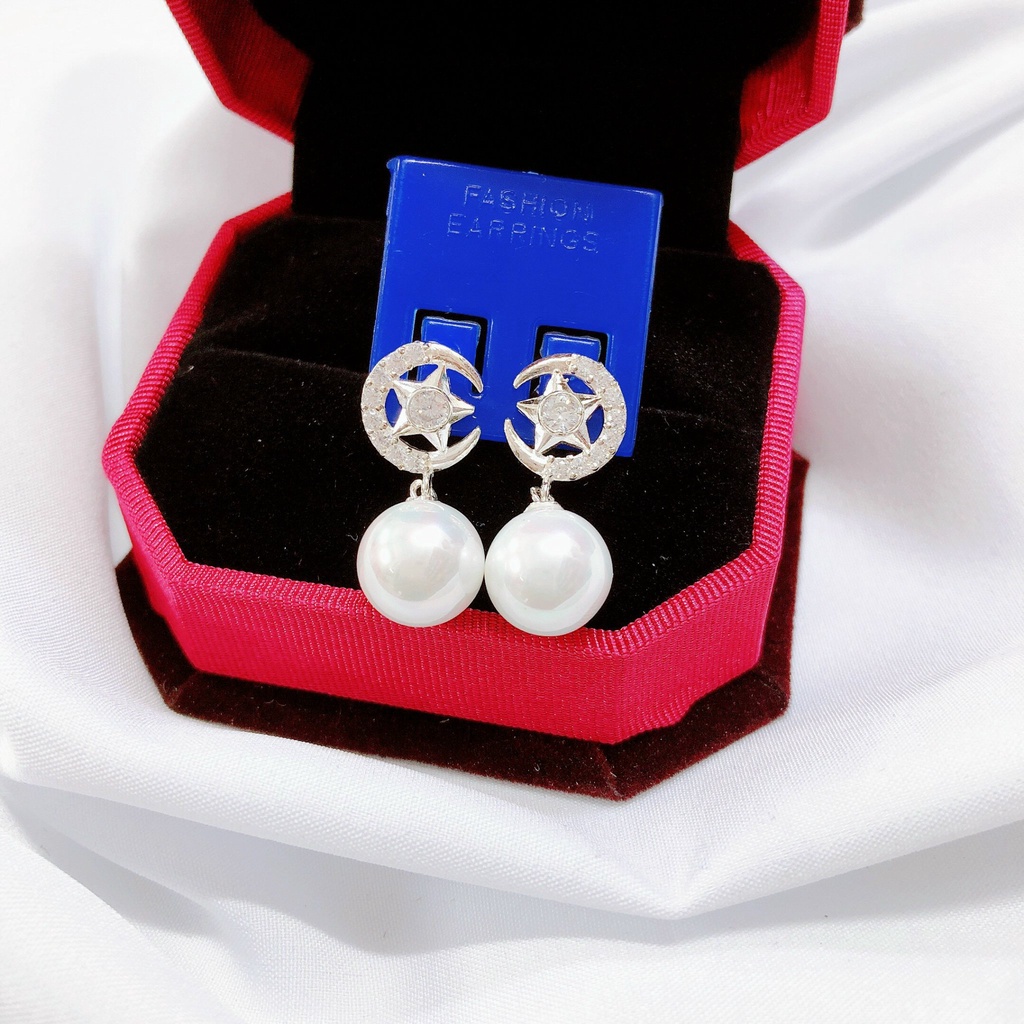 Bông tai ngôi sao bạc ta đính hạt xinh xắn LINH MIU SILVER