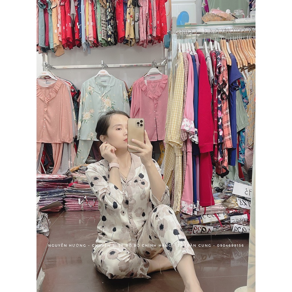 Bộ lụa cao cấp pijama nữ hãng Karoll - NH21.006 (4 màu kèm hình tự chụp)