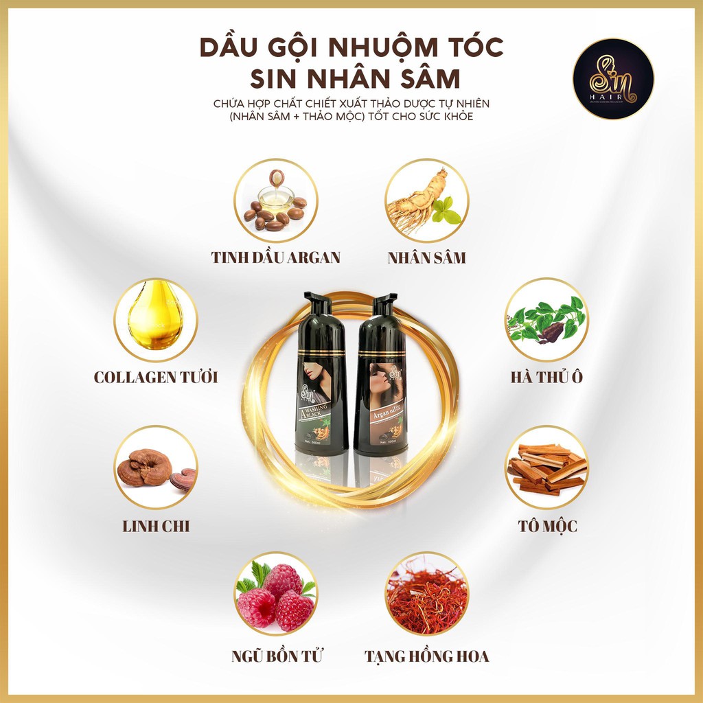 Dầu Gội Phủ Bạc Sin Hair Nhật Bản- Màu Đen