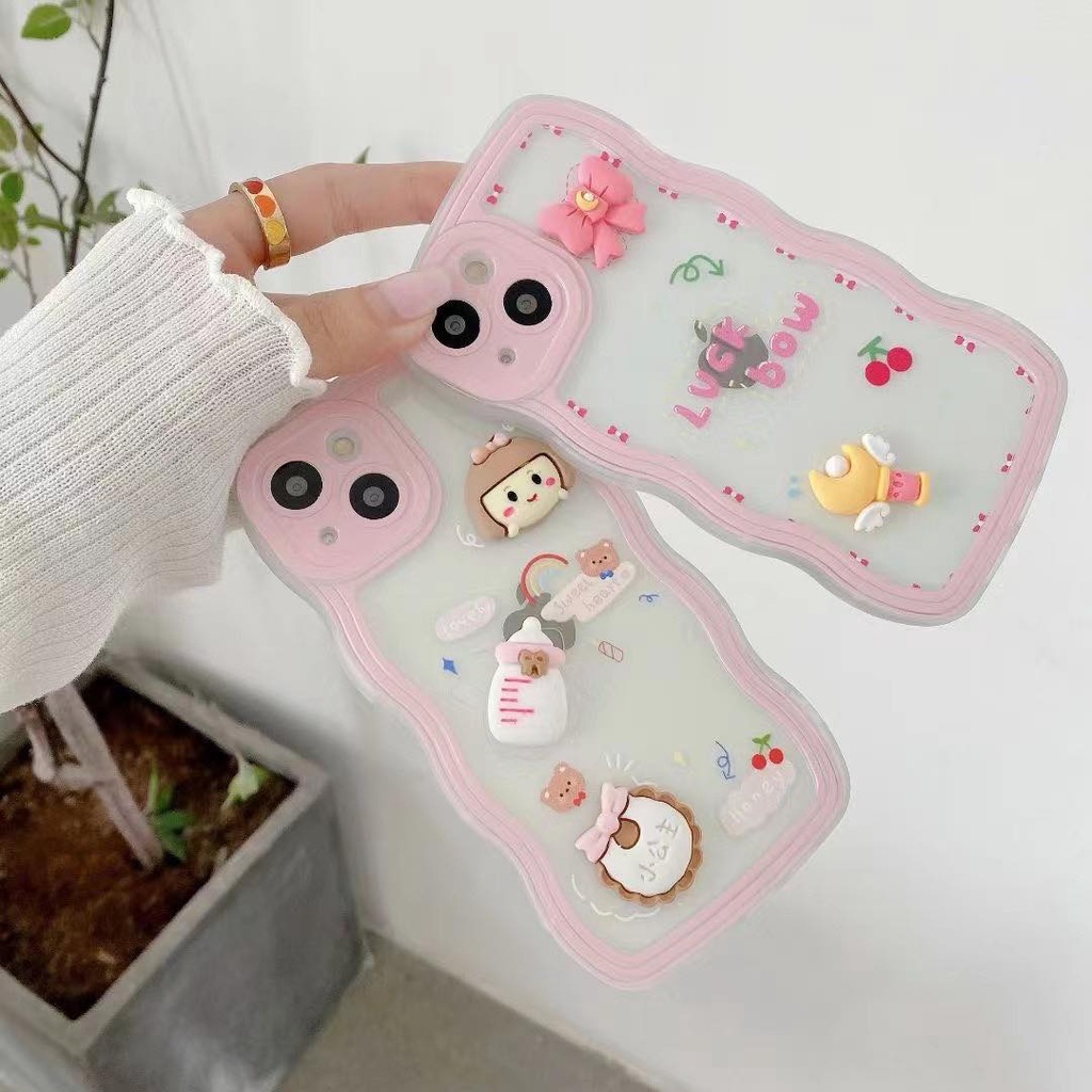 Ốp lưng iphone lượn sóng viền mây. ốp điện thoại gắn stick cute 7pls - 13 pro max.