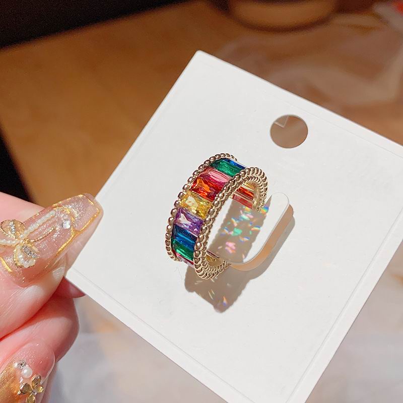Nhẫn hở ETRENDY đính đá zircon nhiều màu thời trang cho nữ
