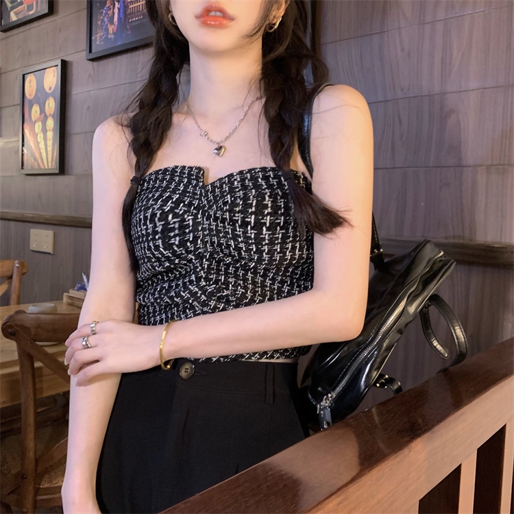 XIAO ZHAI NV QADCOL Áo Ống Thiết Kế Độc Đáo Phong Cách Hàn Quốc Cá Tính Cho Nữ