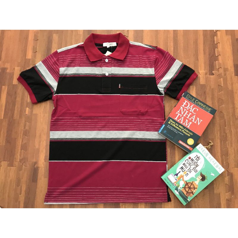 Áo Thun Nam Kẻ Sọc Cổ Bẻ Trung Niên Hàng Cao Cấp | BigBuy360 - bigbuy360.vn