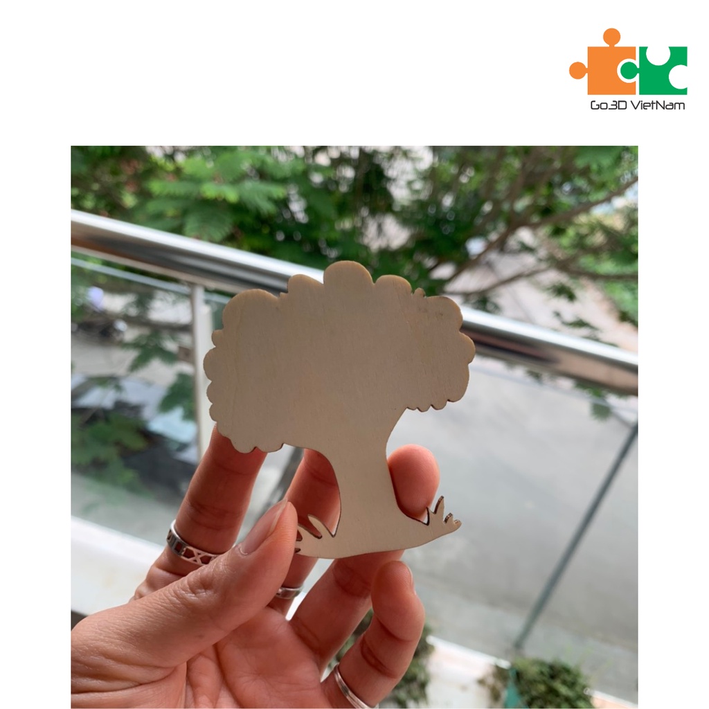 Thẻ gỗ, miếng gỗ làm đồ chơi học liệu cho bé HCN,tròn, vuông, tim, tam giác, Cây, Cá, Lá, Ngôi nhà Hoa